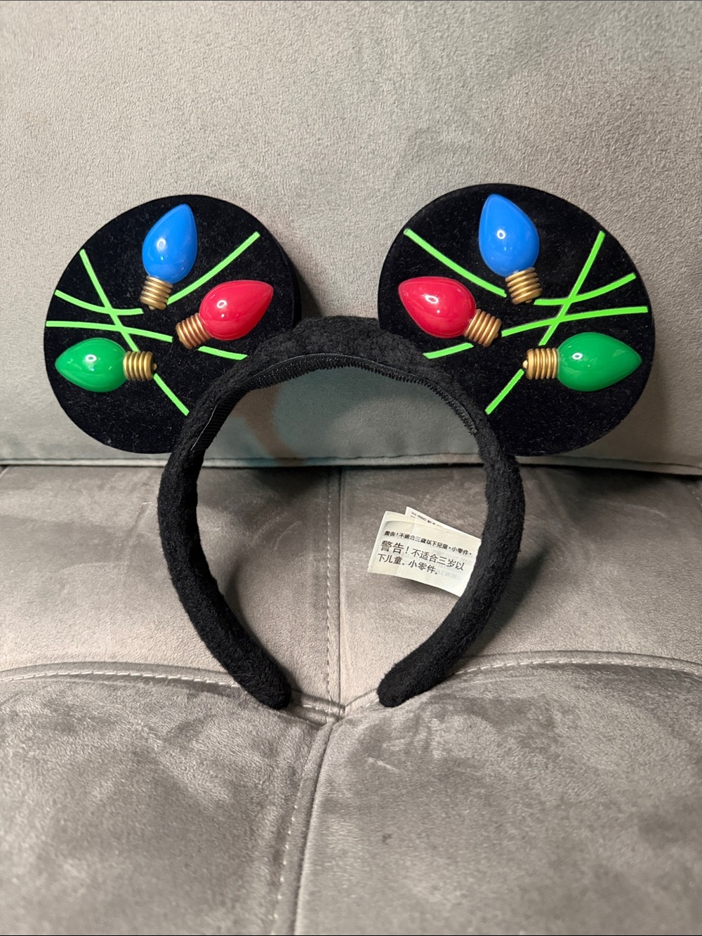 Disney Parks Light-Up Christmas Bulb Mickey Mouse Ears Headband.